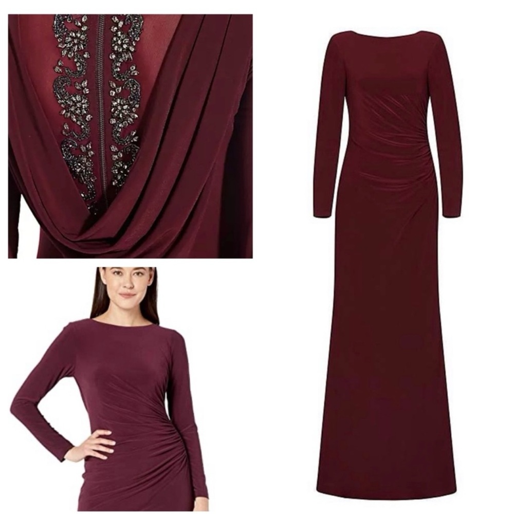 Adrianna Papell Gown Burgundy - Maternity Dress